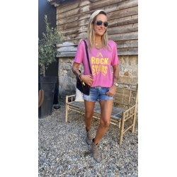 Tee-shirt Rock stars rose/or