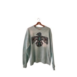 sweat turquoise tie and dye imprimé aigle