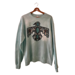 sweat turquoise tie and dye imprimé aigle